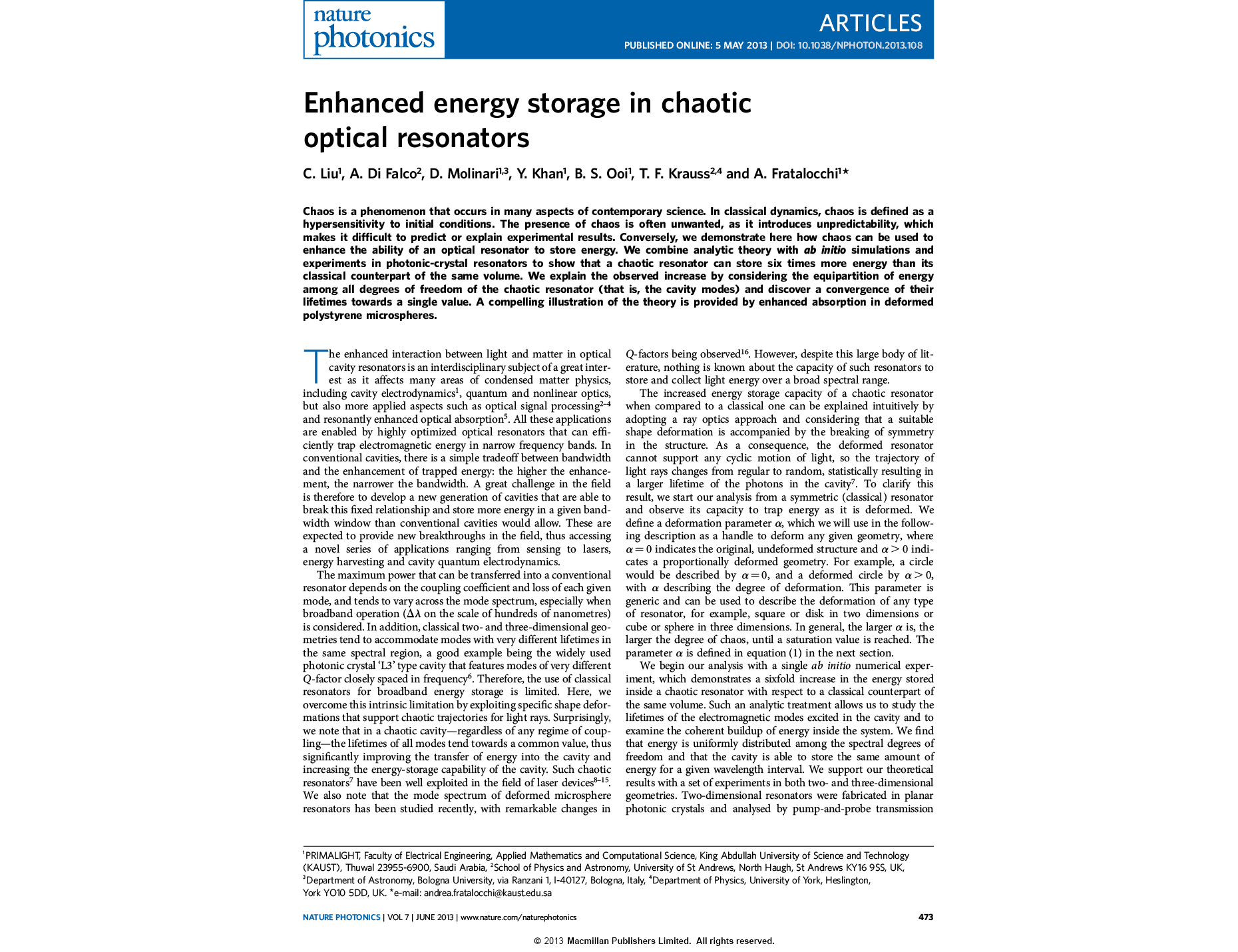 Nature Photonics 7, 473 (2013)  doi:10 1038 nphoton 2013 108