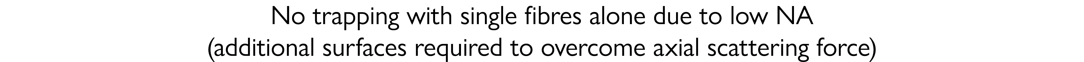 No trapping with single fibres alone due to low NA (additional surfaces required to overcome axial scattering force)