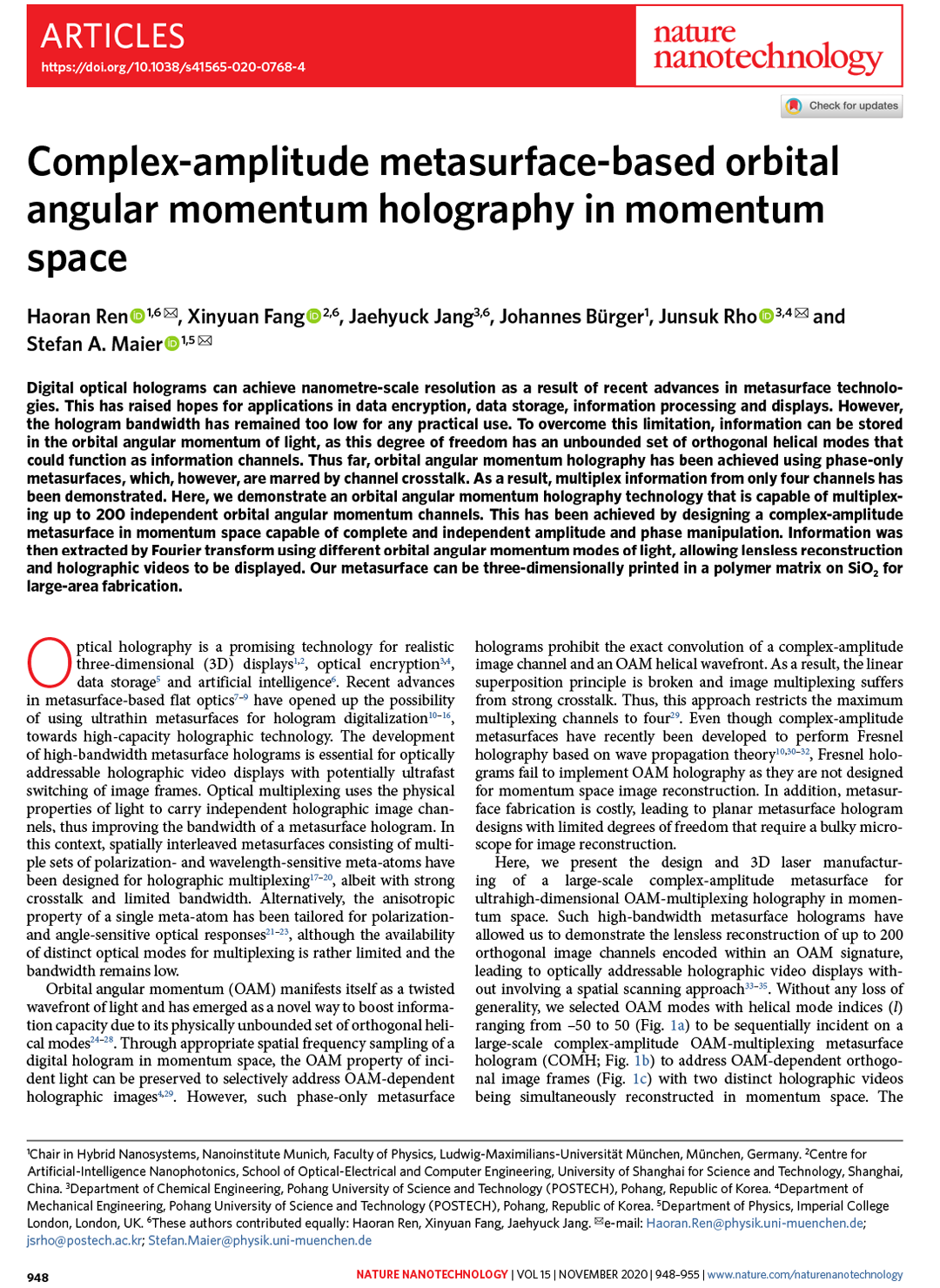 Nature Nanotechnology, doi:10 1038 s41565-020-0768-4
