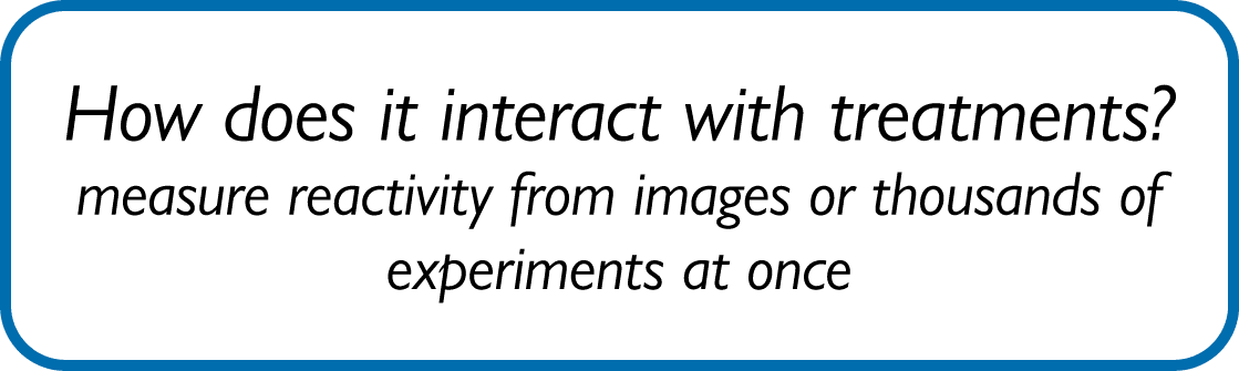 How does it interact with treatments? measure reactivity from images or thousands of experiments at once