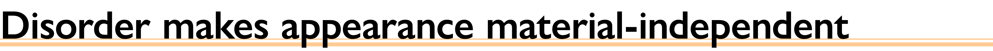 Disorder makes appearance material-independent