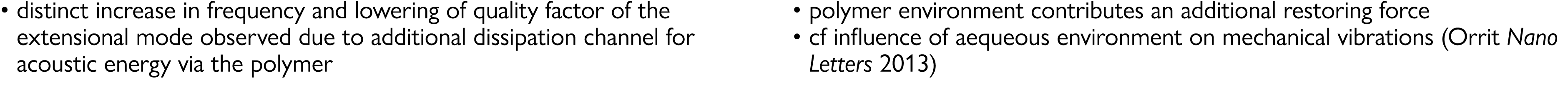   distinct increase in frequency and lowering of quality factor of the extensional mode observed due to additional di   