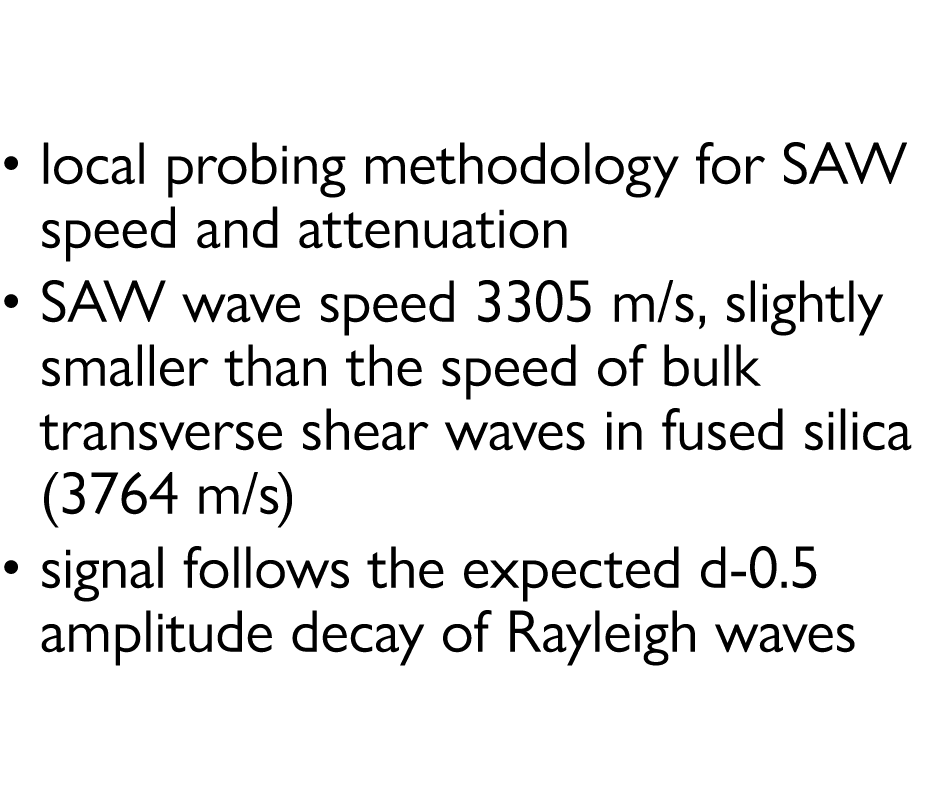   local probing methodology for SAW speed and attenuation   SAW wave speed 3305 m s, slightly smaller than the speed    