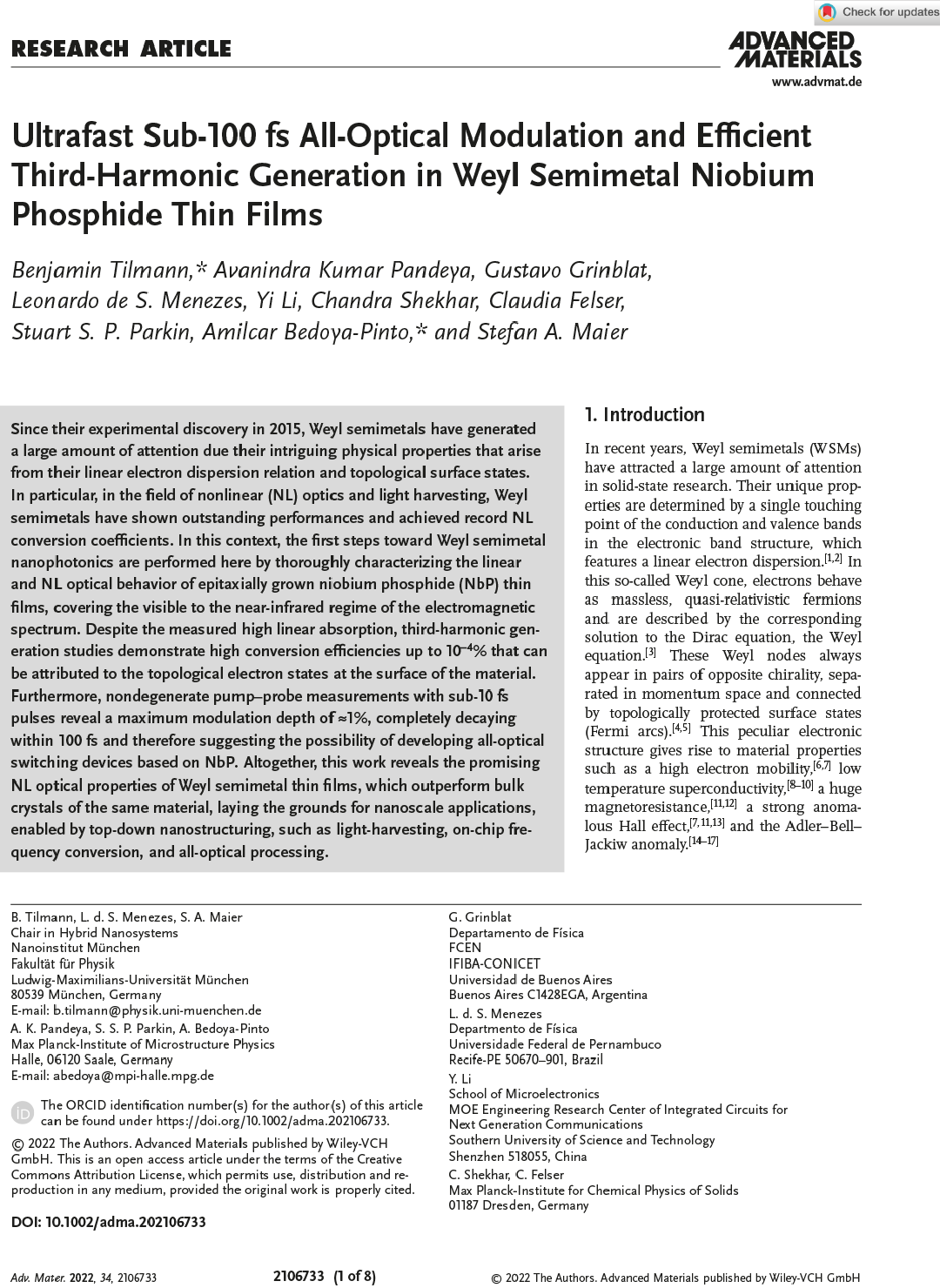 Advanced Materials 2022 34:2106733