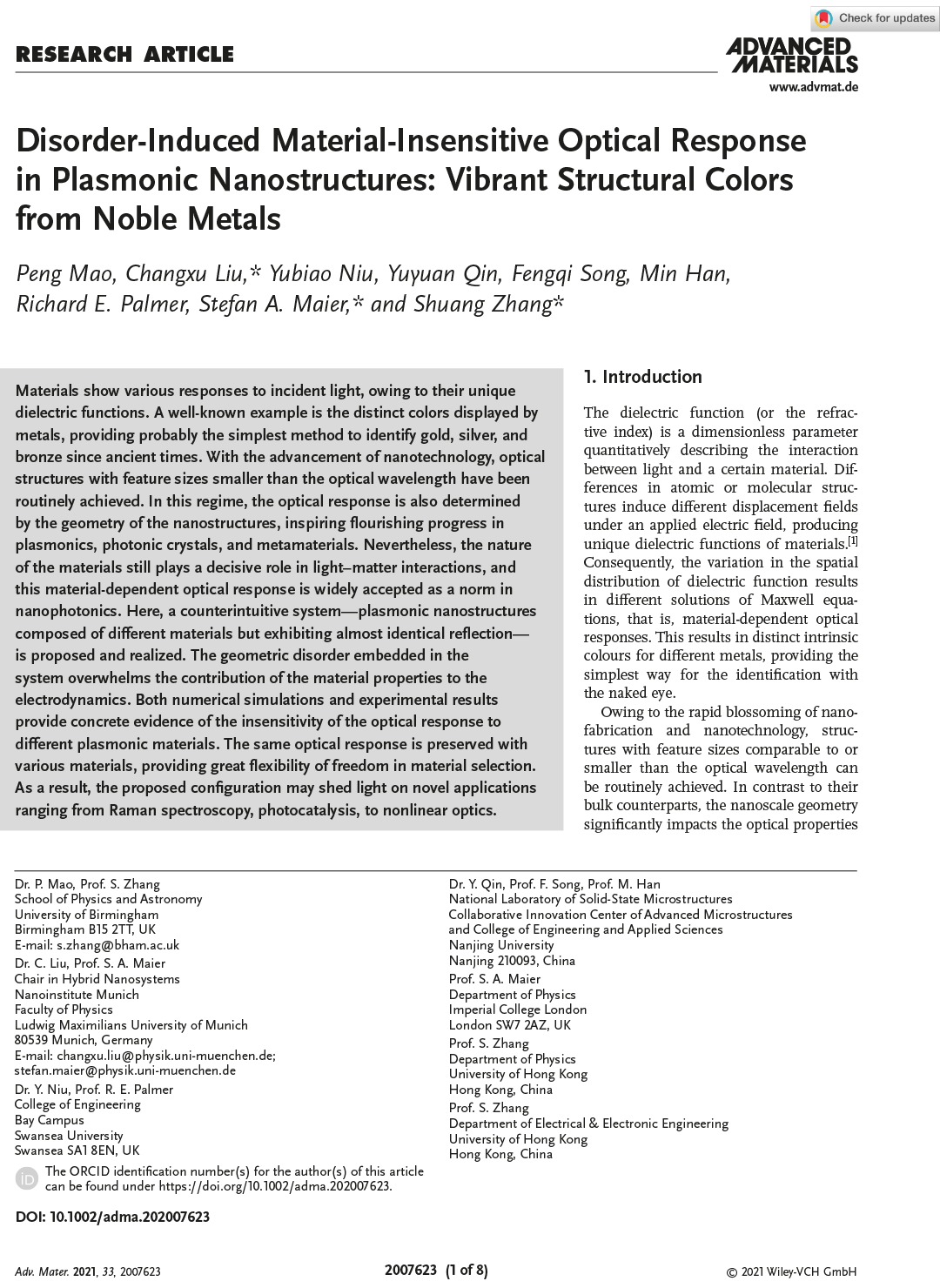 Advanced Materials 2021 33:2007623